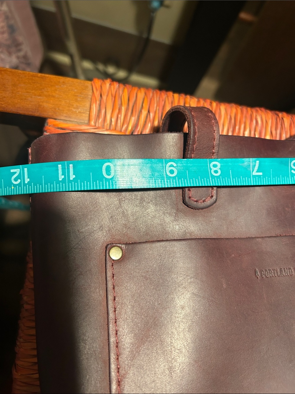 Portland Leather Goods Burgundy Leather Mini Crossbody Tote Bag Oxblood - Picture 8 of 10